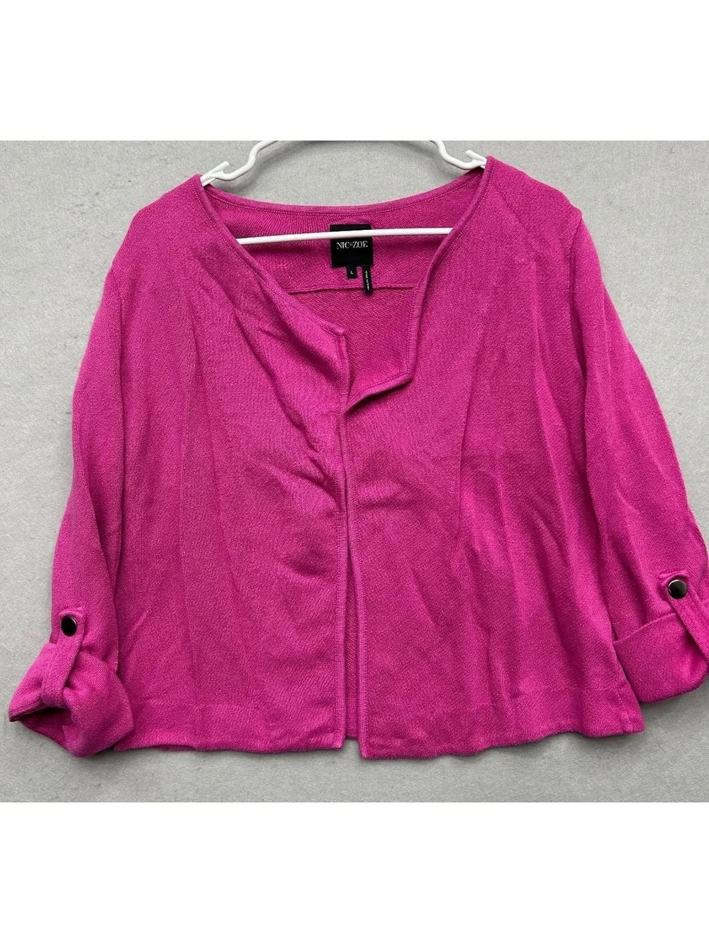 NIC + ZOE Pink Cardigan Women Size Large Roll Up Sleeves